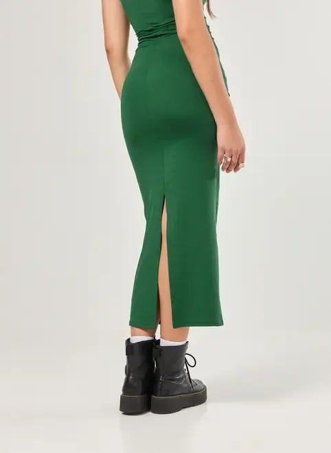 Vestido Midi Poliamida Ombro Único