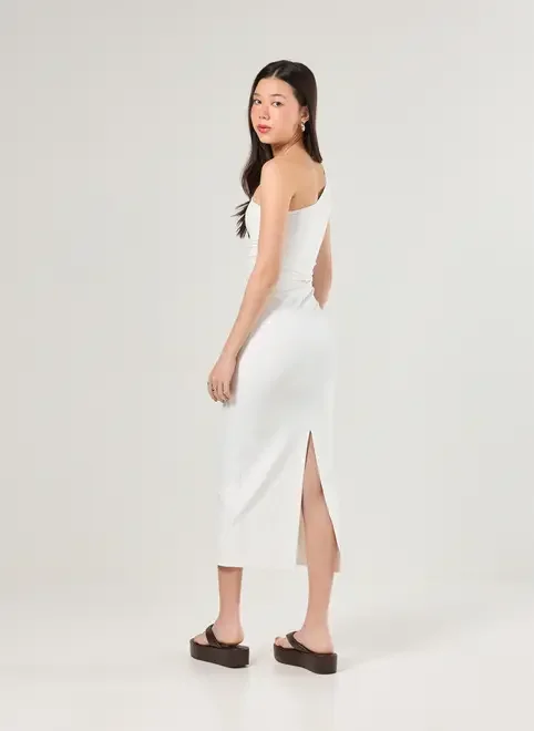 Vestido Midi Poliamida Ombro Único