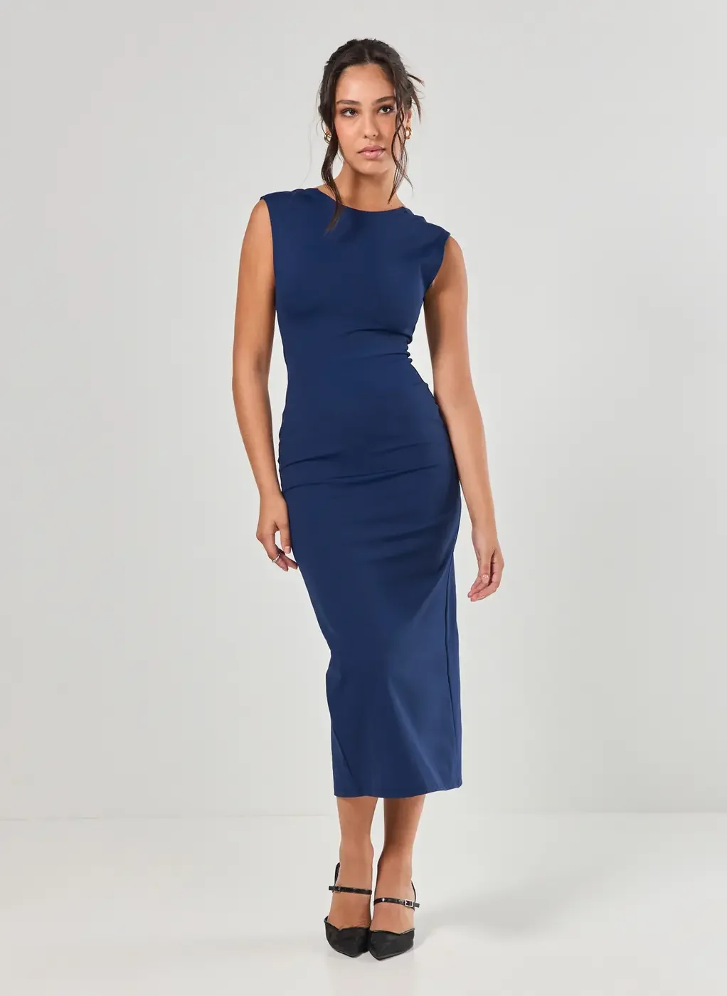 Vestido Em Poliamida Costas Abertas