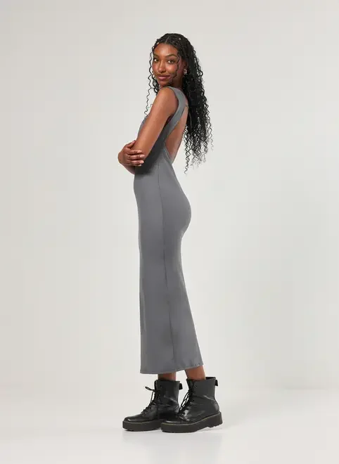 Vestido Em Poliamida Costas Abertas