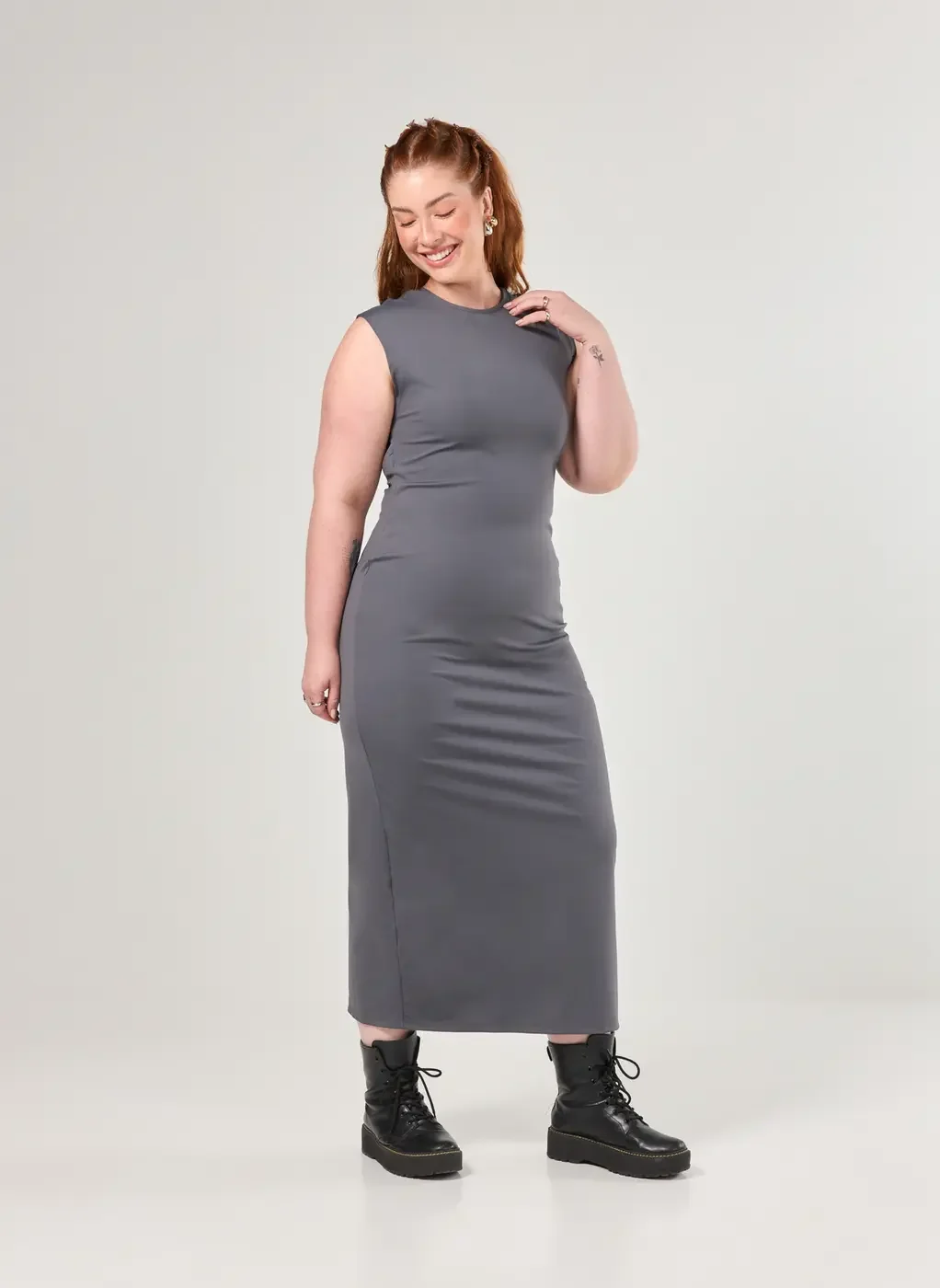 Vestido Em Poliamida Costas Abertas