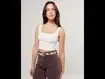 Regata Cropped Off-White Com Lacinho
