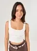Regata Cropped Off-White Com Lacinho