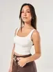 Regata Cropped Off-White Com Lacinho