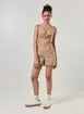 Short Cintura Alta Em Sarja Caqui