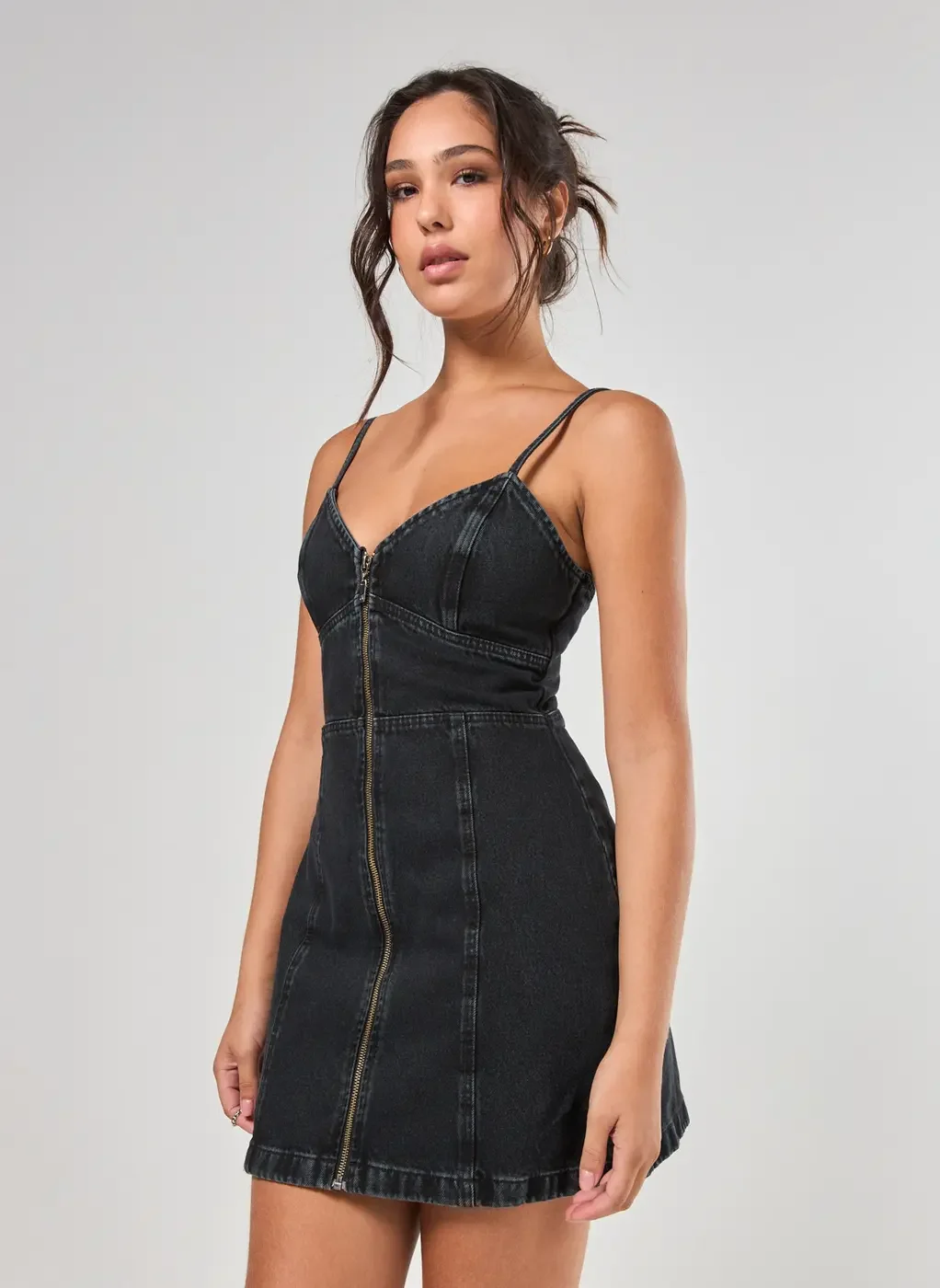 Vestido Jeans Preto Zíper