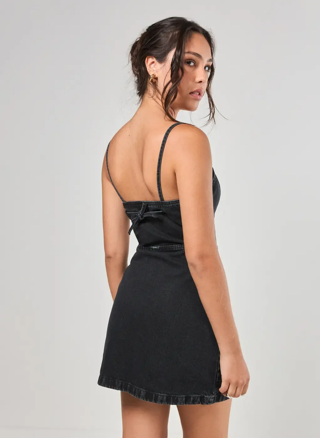 Vestido Jeans Preto Zíper