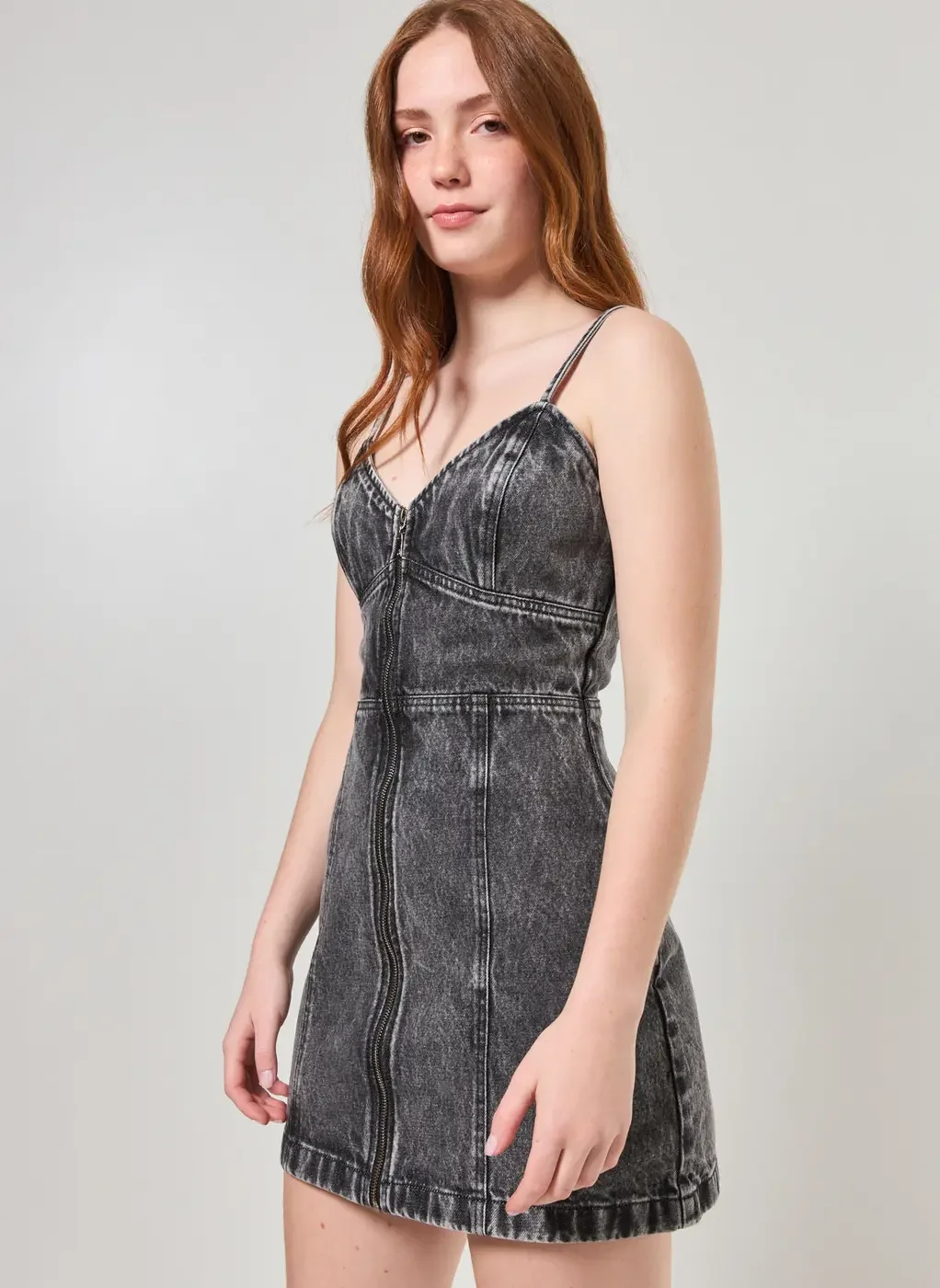 Vestido Jeans Preto Zíper