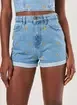 Short Mom Jeans Cintura Alta Florzinhas