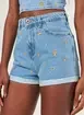 Short Mom Jeans Cintura Alta Florzinhas