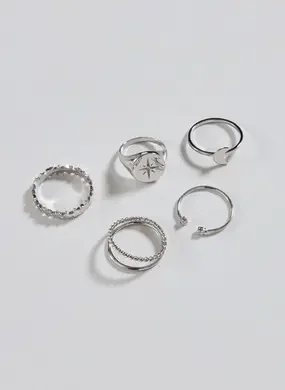 Conjunto 5 Anéis Estrelas E Lua