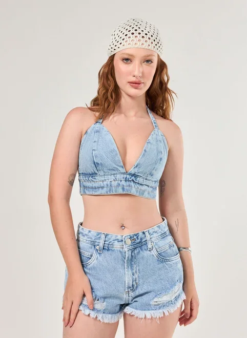 Short Jeans Curto Desfiado