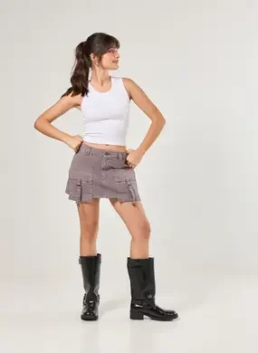 Short Saia Cargo Cintura Média