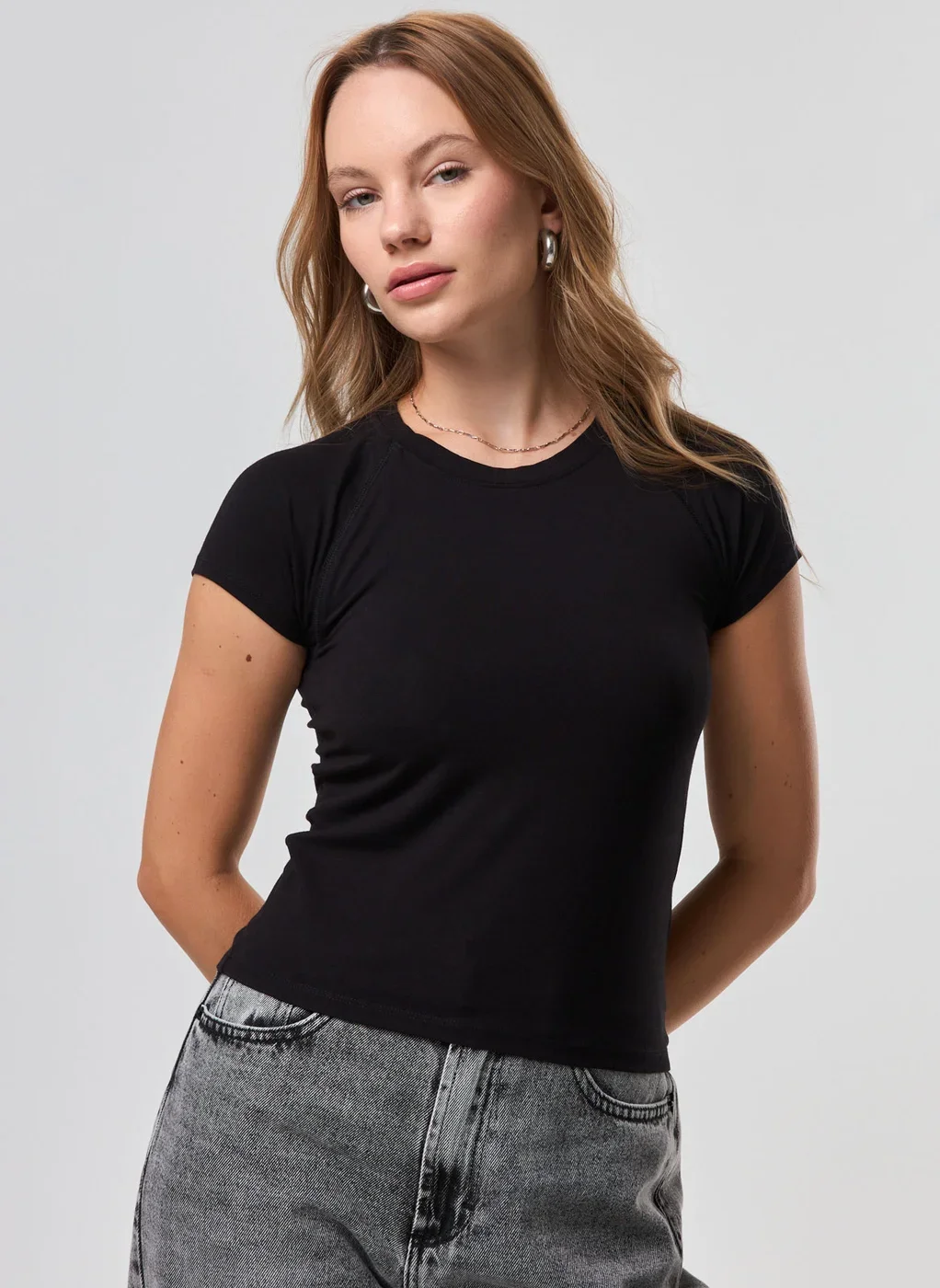 Blusa Manga Curta Justa Raglan