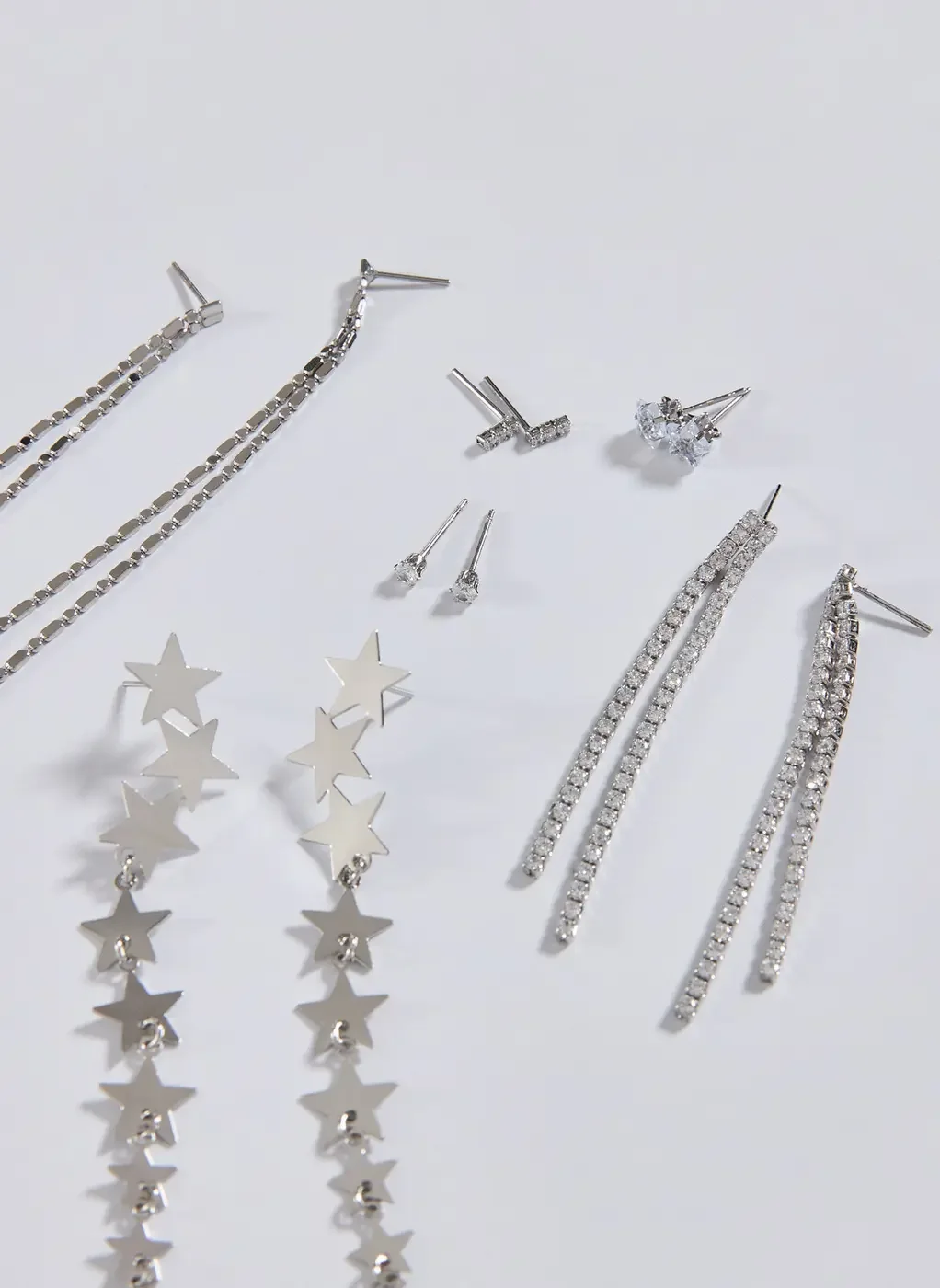 Conjunto 6 Brincos Estrelas E Zircônia