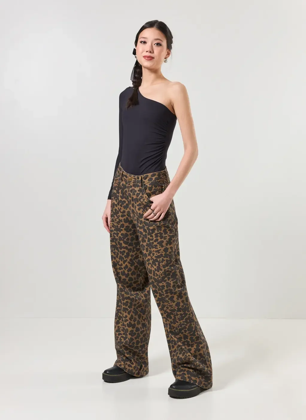 Body Franzido Em Poliamida Manga Única