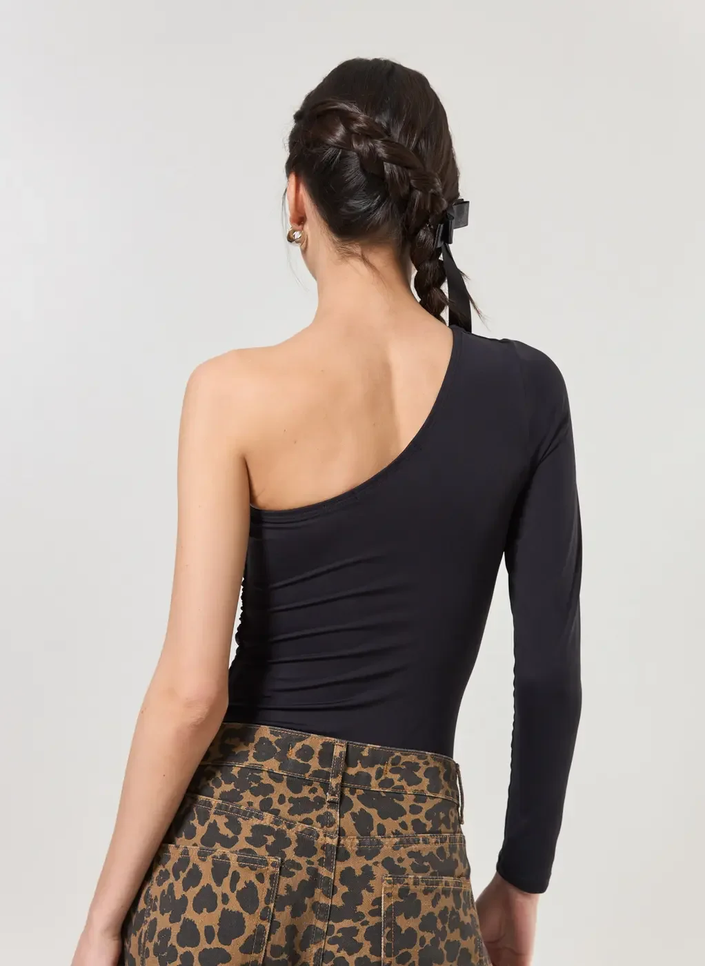 Body Franzido Em Poliamida Manga Única