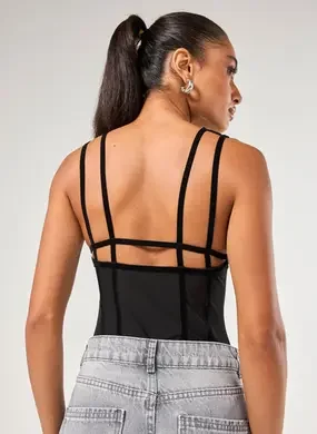 Body Preto Transparência E Veludo