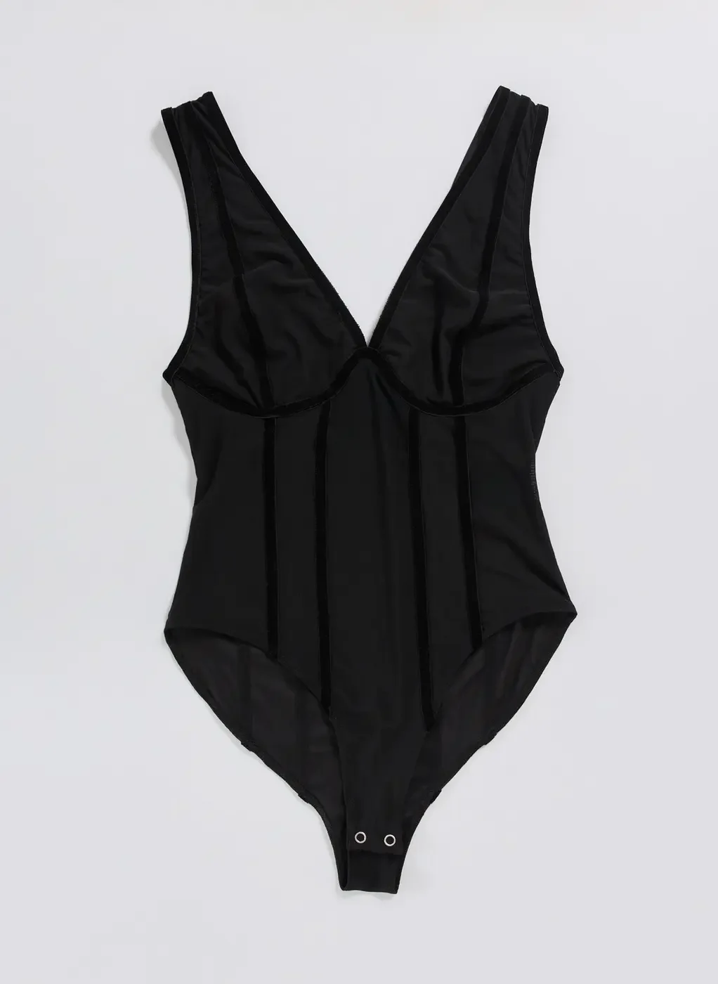 Body Preto Transparência E Veludo