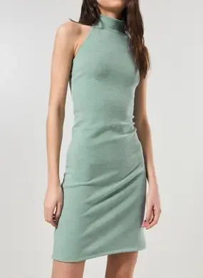 Vestido Malha Retilínea Halter Verde