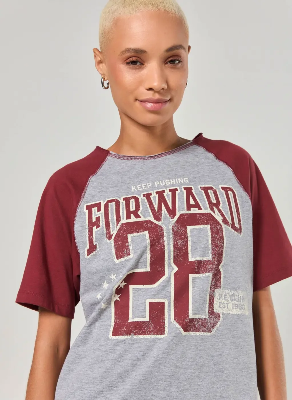 Camiseta Raglan Cinza E Vinho Forward 28