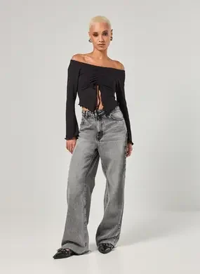 Cropped Manga Longa Franzido