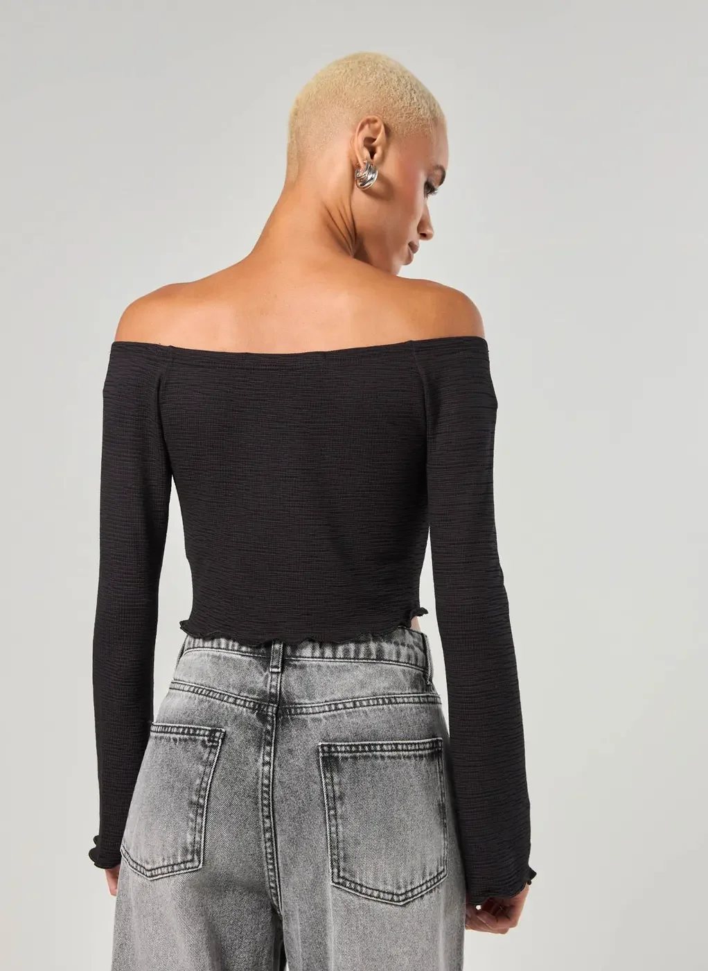 Cropped Manga Longa Franzido