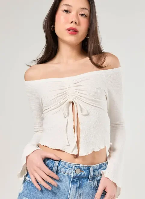 Cropped Manga Longa Franzido