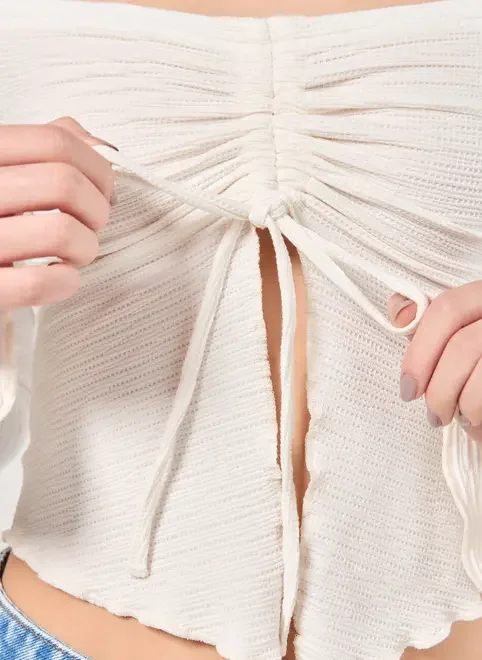 Cropped Manga Longa Franzido