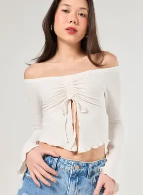 Cropped Manga Longa Franzido