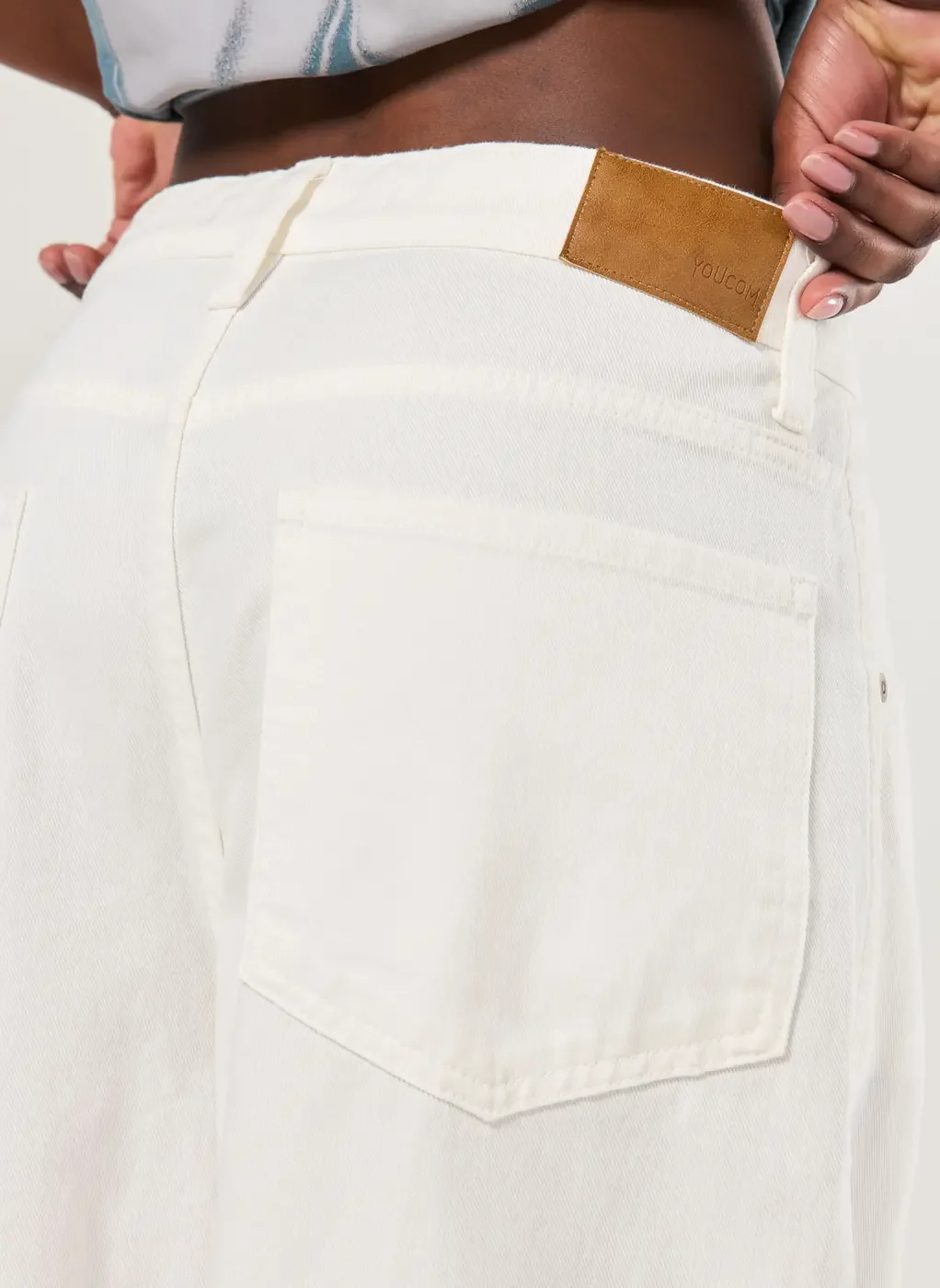 Calça Sarja Wide Leg Cintura Baixa