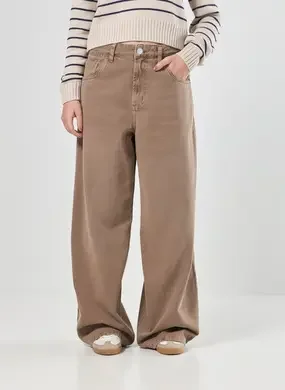 Calça Sarja Wide Leg Cintura Baixa