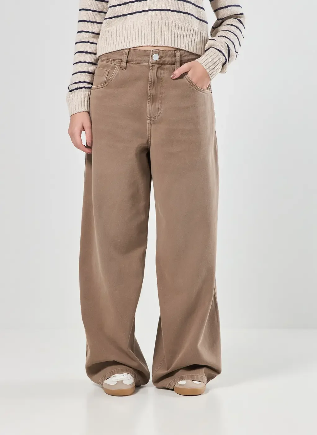 Calça Sarja Wide Leg Cintura Baixa