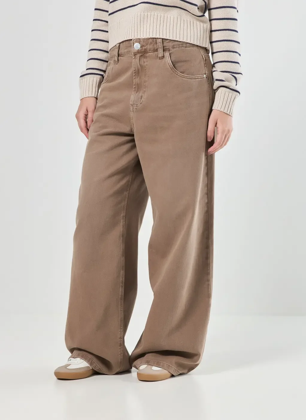 Calça Sarja Wide Leg Cintura Baixa