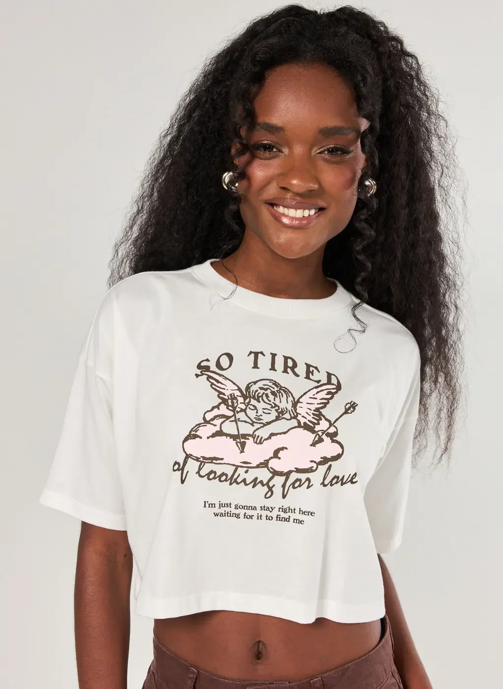 Camiseta Cropped Off-White Cupido