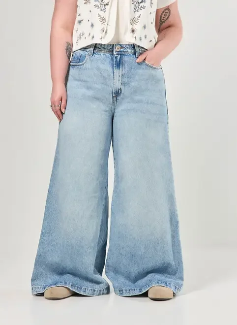 Calça Jeans Pantalona