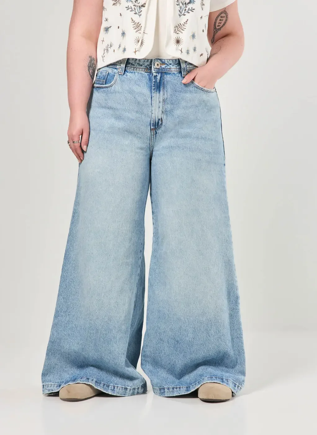 Calça Jeans Pantalona