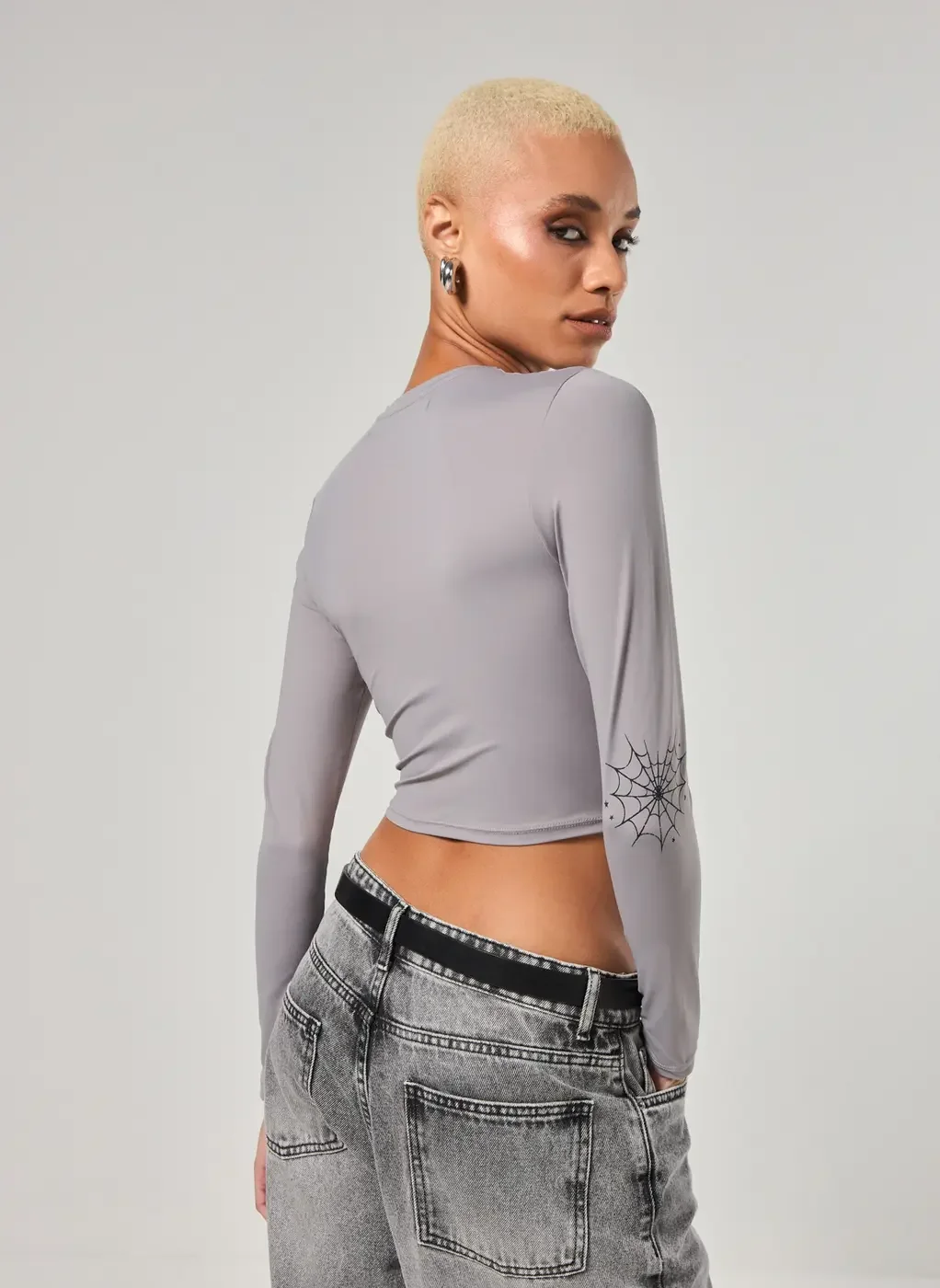 Cropped Poliamida Manga Longa Teia