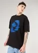 Camiseta Preta Oversized Estampa Blurred