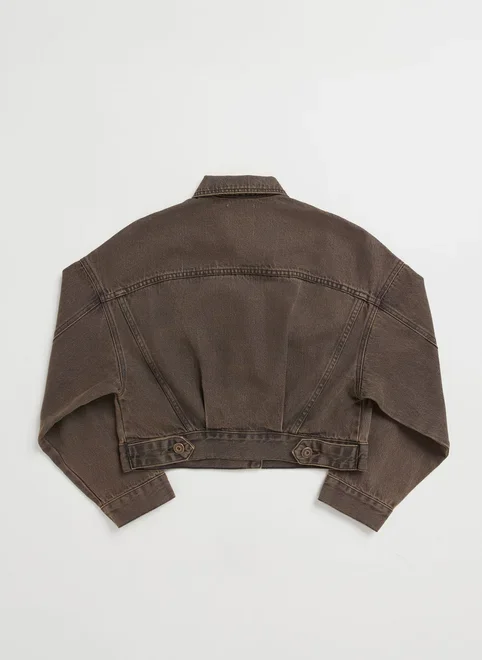 Jaqueta Jeans Cropped Com Bolso