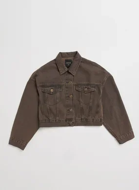 Jaqueta Jeans Cropped Com Bolso