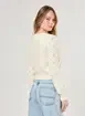 Cardigan Tricô Off-White Com Flores Coloridas