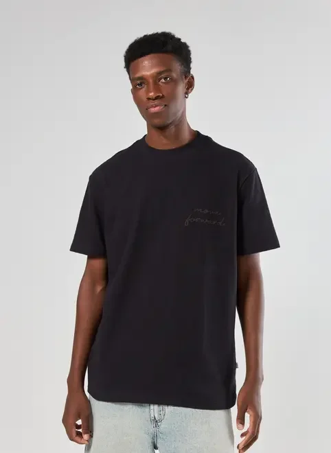 Camiseta Comfort Preta Atoalhada Bordado