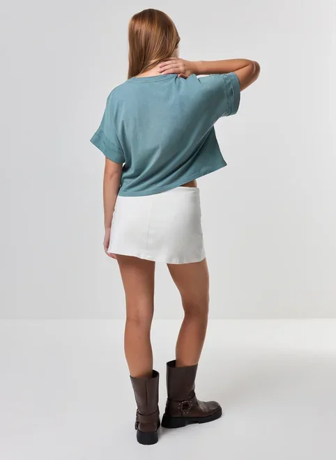 Camiseta Cropped Verde Frutinhas