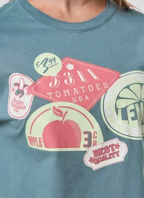 Camiseta Cropped Verde Frutinhas