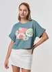 Camiseta Cropped Verde Frutinhas