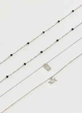 Conjunto 3 Colares Prateados Místico