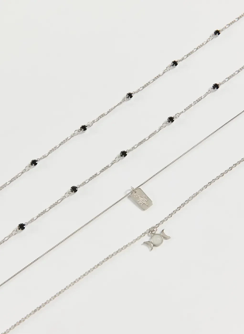 Conjunto 3 Colares Prateados Místico