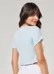Cropped Listrado Azul E Branco Texturizado