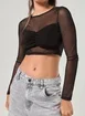 Cropped Manga Longa Tule Preto